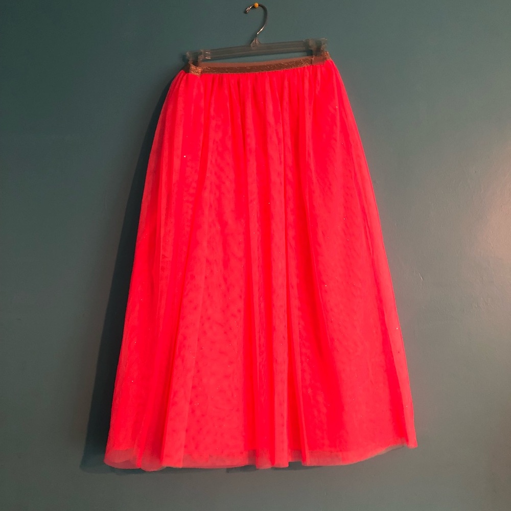 Hot Pink & Gold Sparkly Skater Skirt